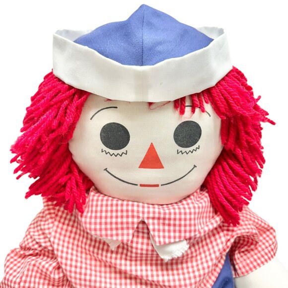 Handmade 1960s Raggedy Ann Andy Dolls Red Yarn Hair Cloth Bodies Classic 34x19 - Picture 5 of 16